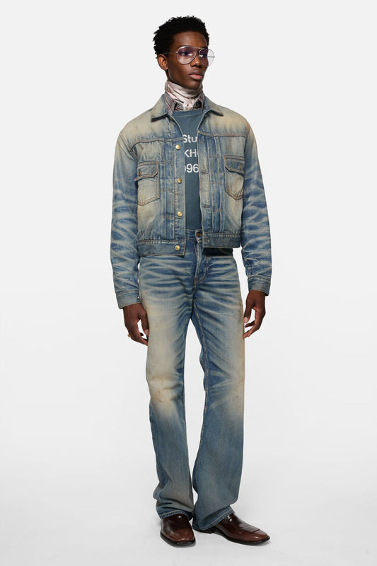Scraped denim jacket - Mid Blue