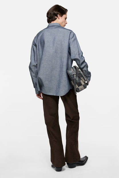 Chambray button-up shirt - Mid blue