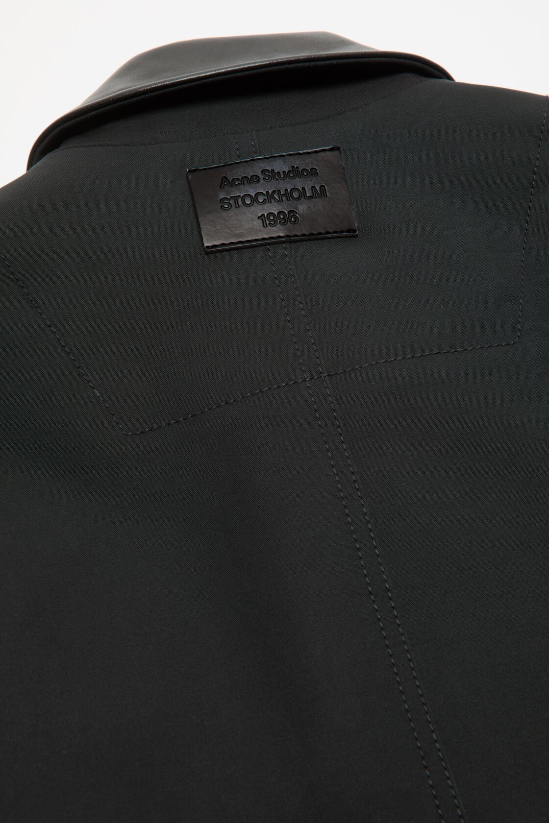 Bomber with leather collar - Black