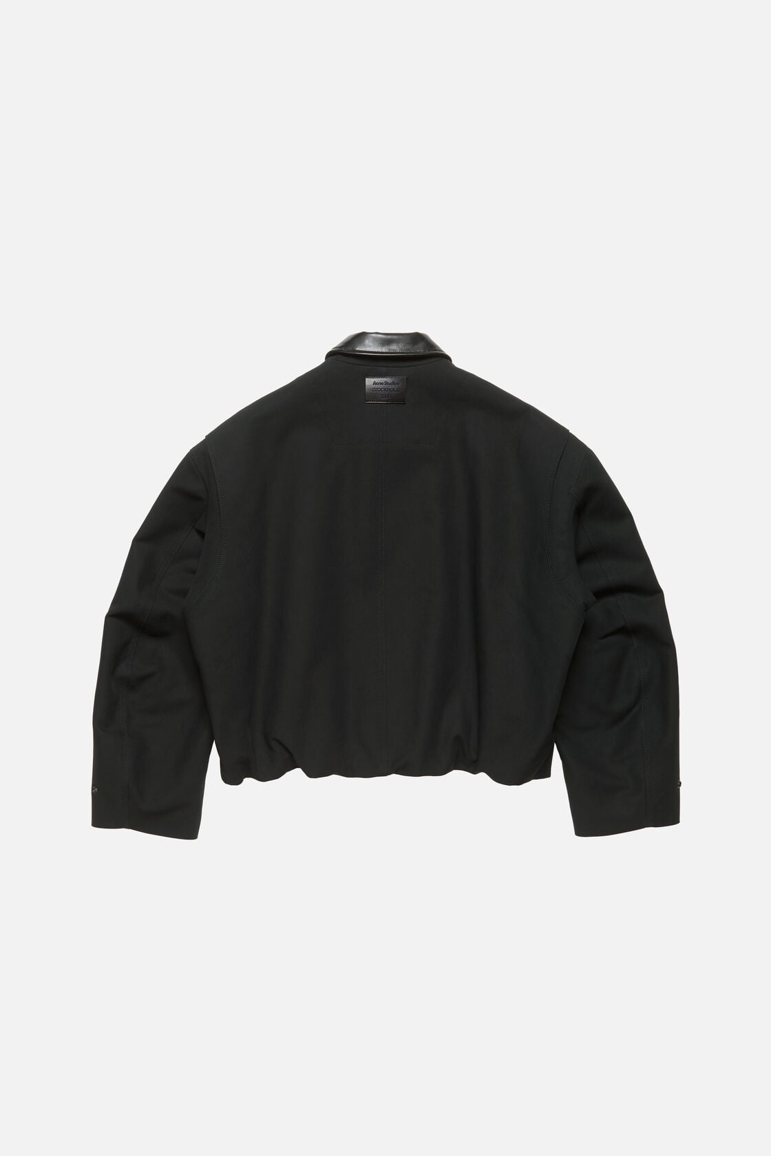 Bomber with leather collar - Black