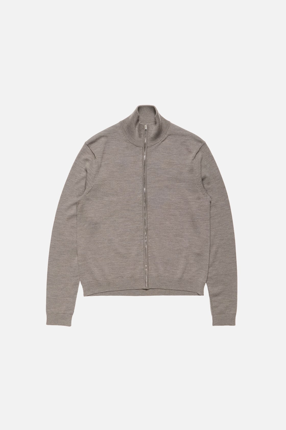 Zip-up bow logo cardigan - Warm Grey Melange