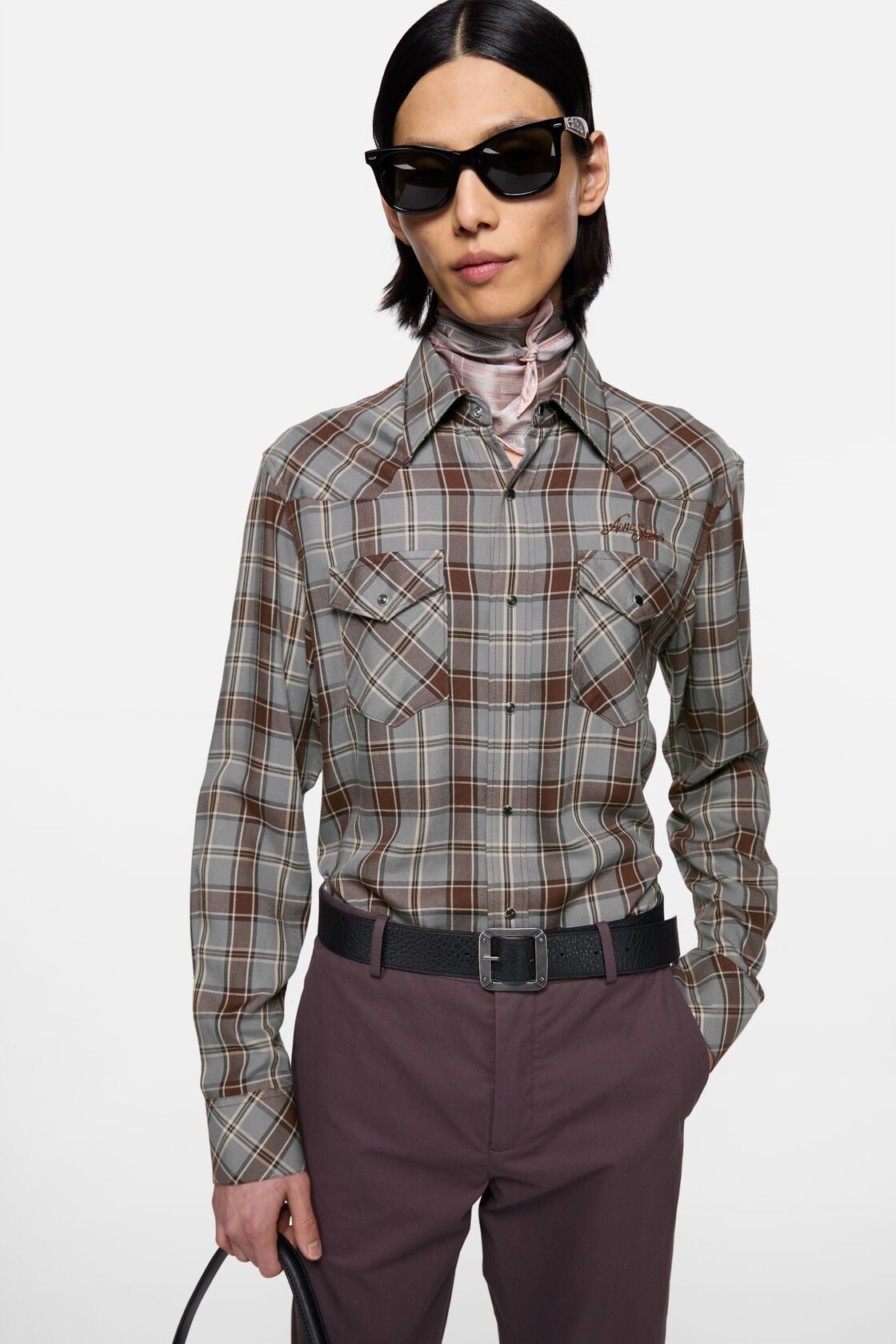 Flannel check button-up shirt - Multi grey