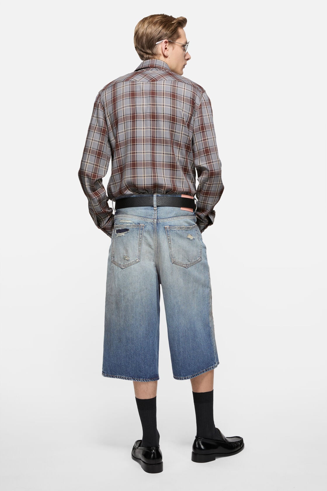 Mended denim shorts - Mid Blue
