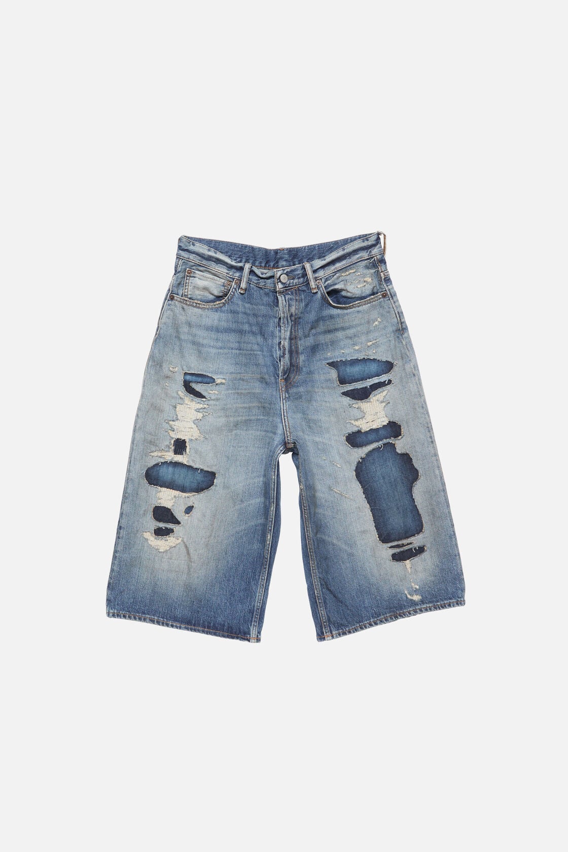 Mended denim shorts - Mid Blue