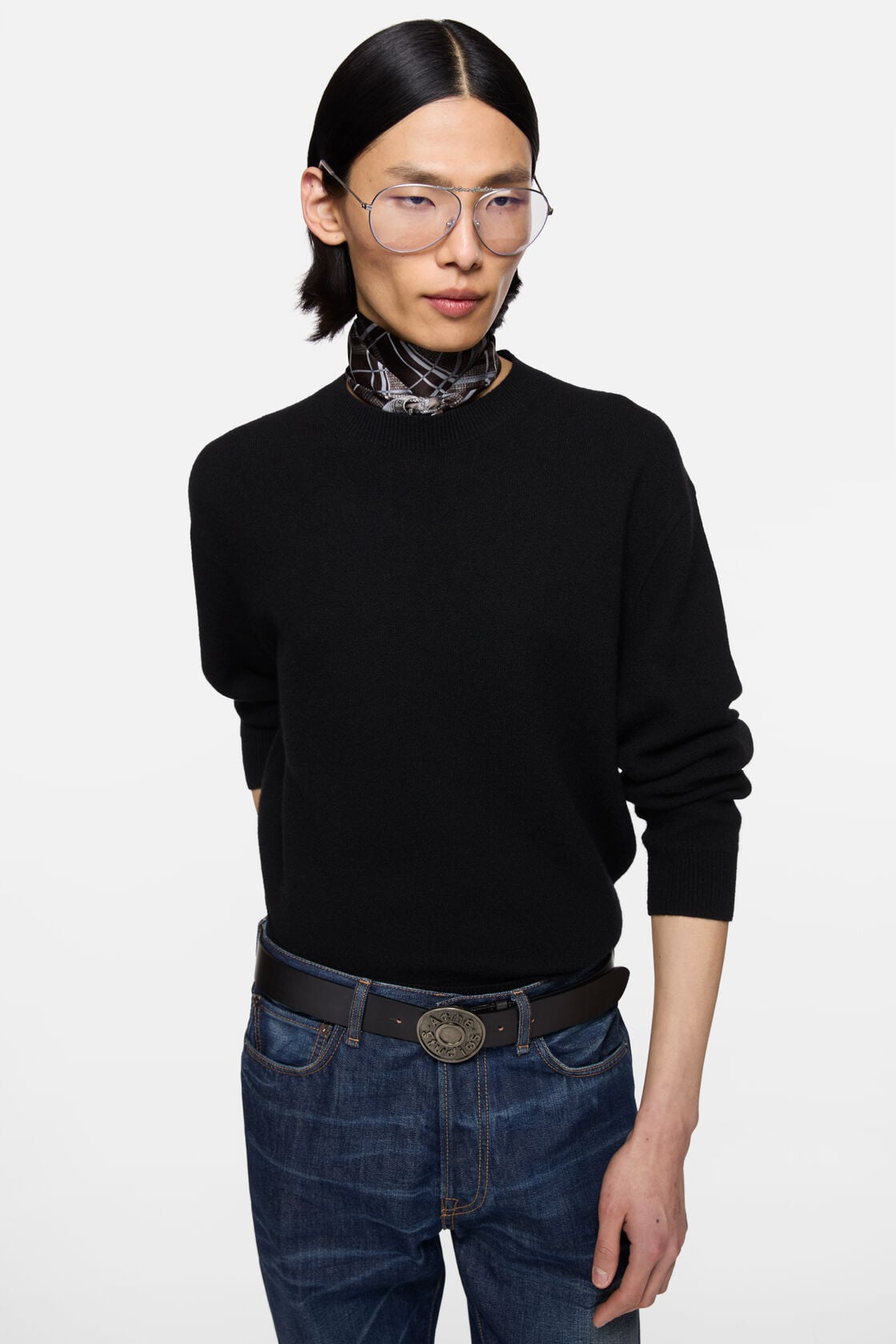 Cashmere sweater with logo - Black