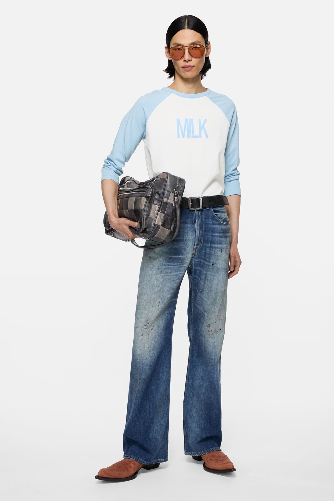 Milk graphic t-shirt - Pale blue/white