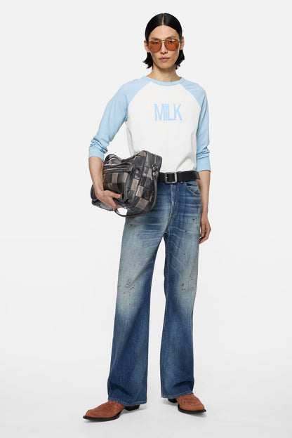 Milk graphic t-shirt - Pale blue/white