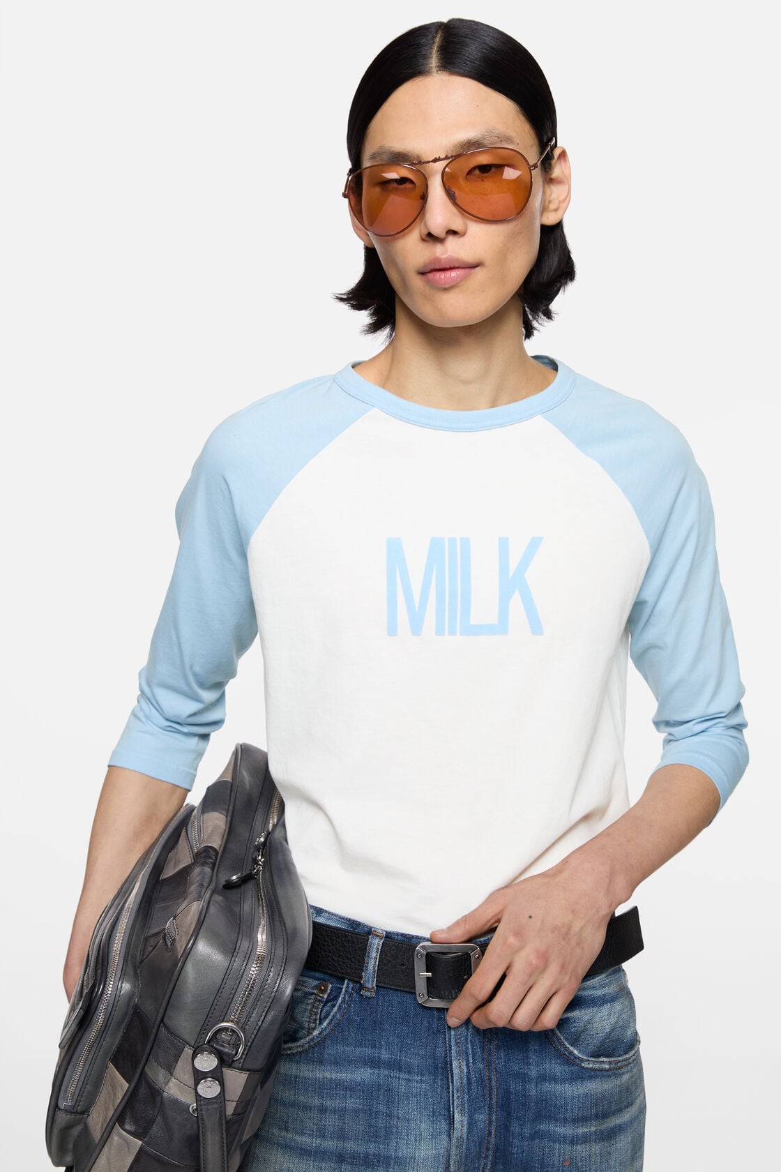 Milk graphic t-shirt - Pale blue/white