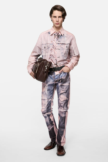 Trompe-l'œil photocopy jeans - 1996M - Pink/blue