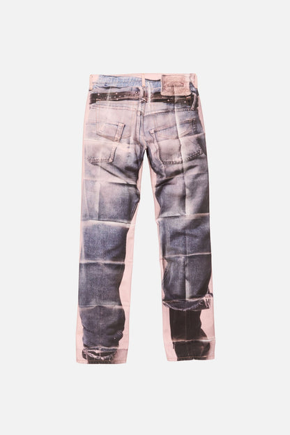 Trompe-l'œil photocopy jeans - 1996M - Pink/blue