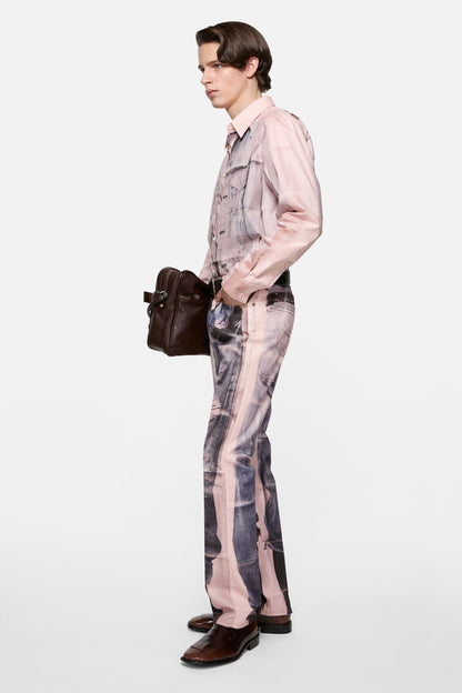 Trompe-l'œil photocopy jeans - 1996M - Pink/blue