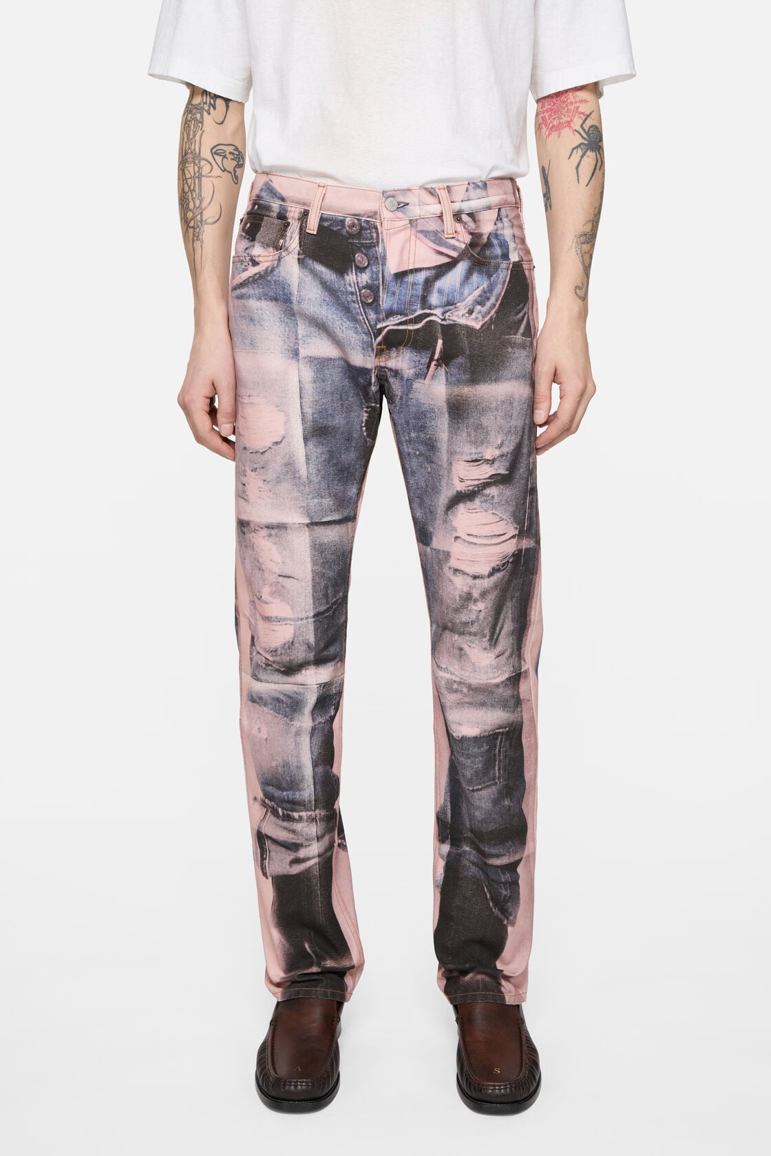 Trompe-l'œil photocopy jeans - 1996M - Pink/blue