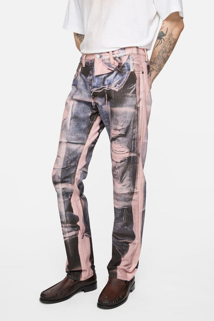 Trompe-l'œil photocopy jeans - 1996M - Pink/blue