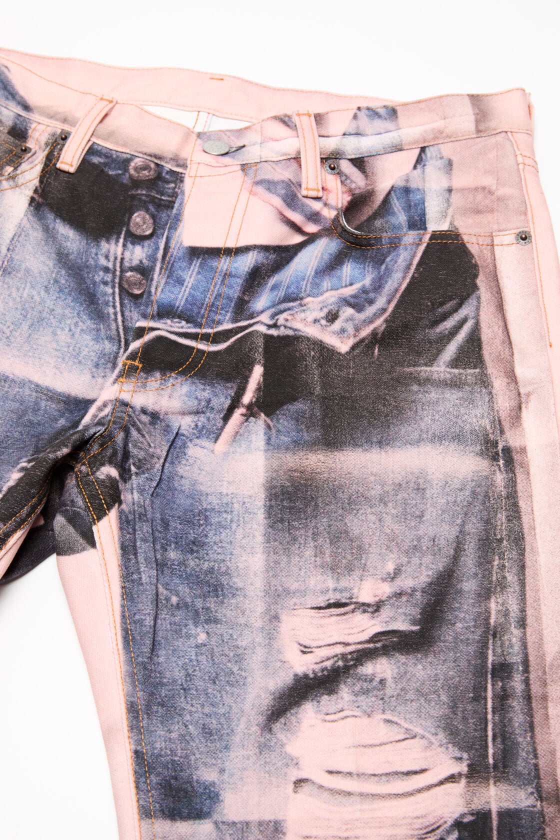 Trompe-l'œil photocopy jeans - 1996M - Pink/blue