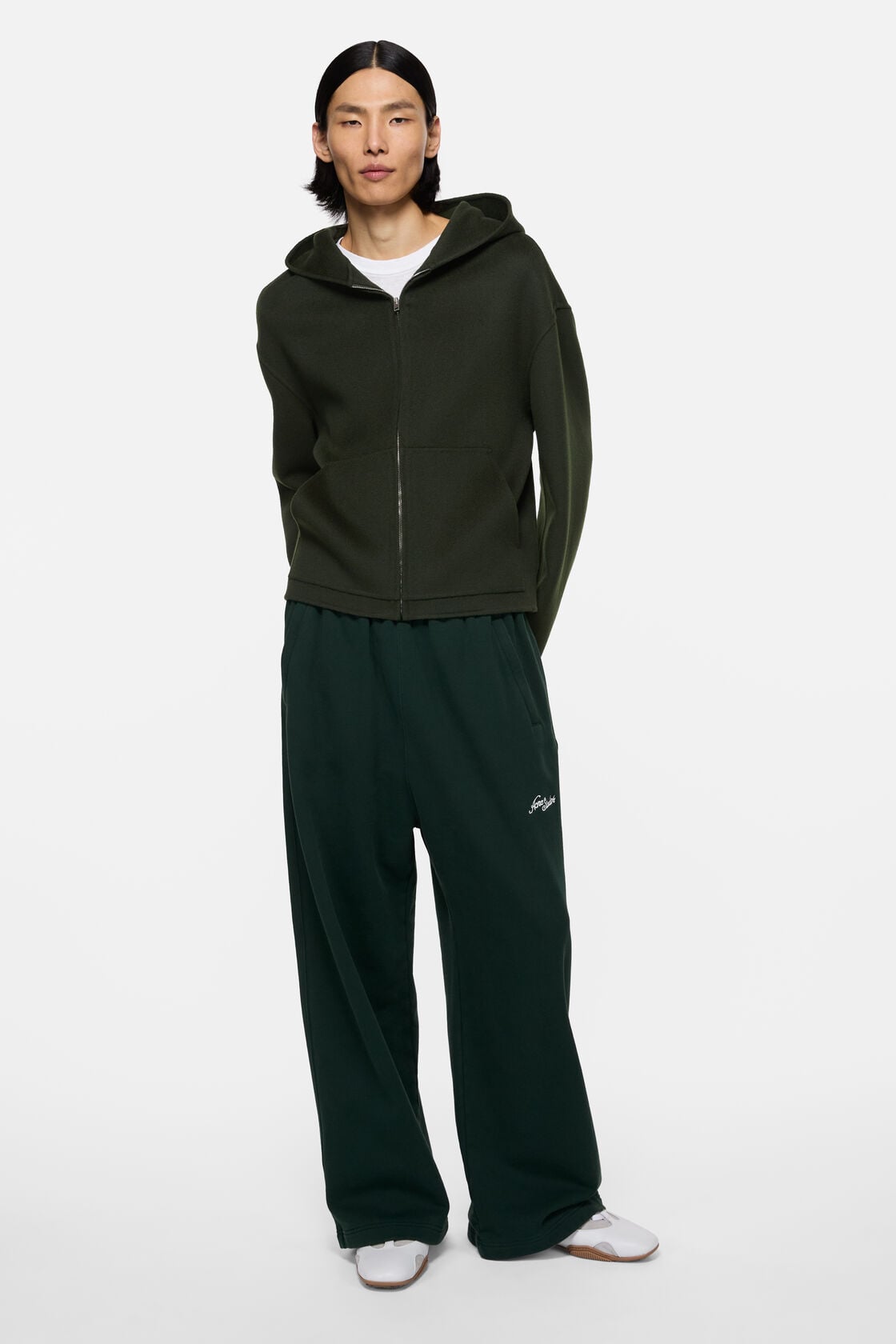 Cashmere jacket with hood - Dark green