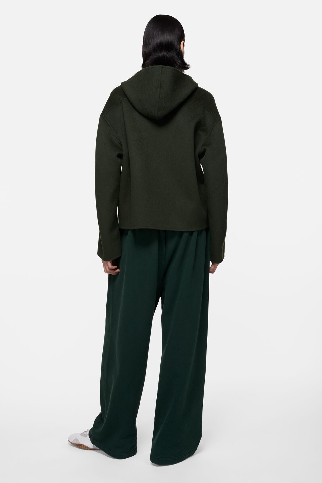 Cashmere jacket with hood - Dark green