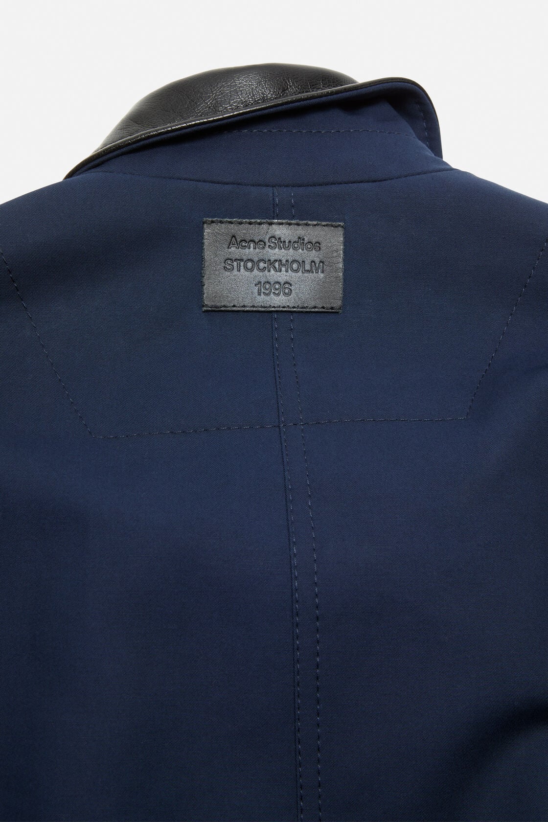 Bomber with faux leather collar - Navy