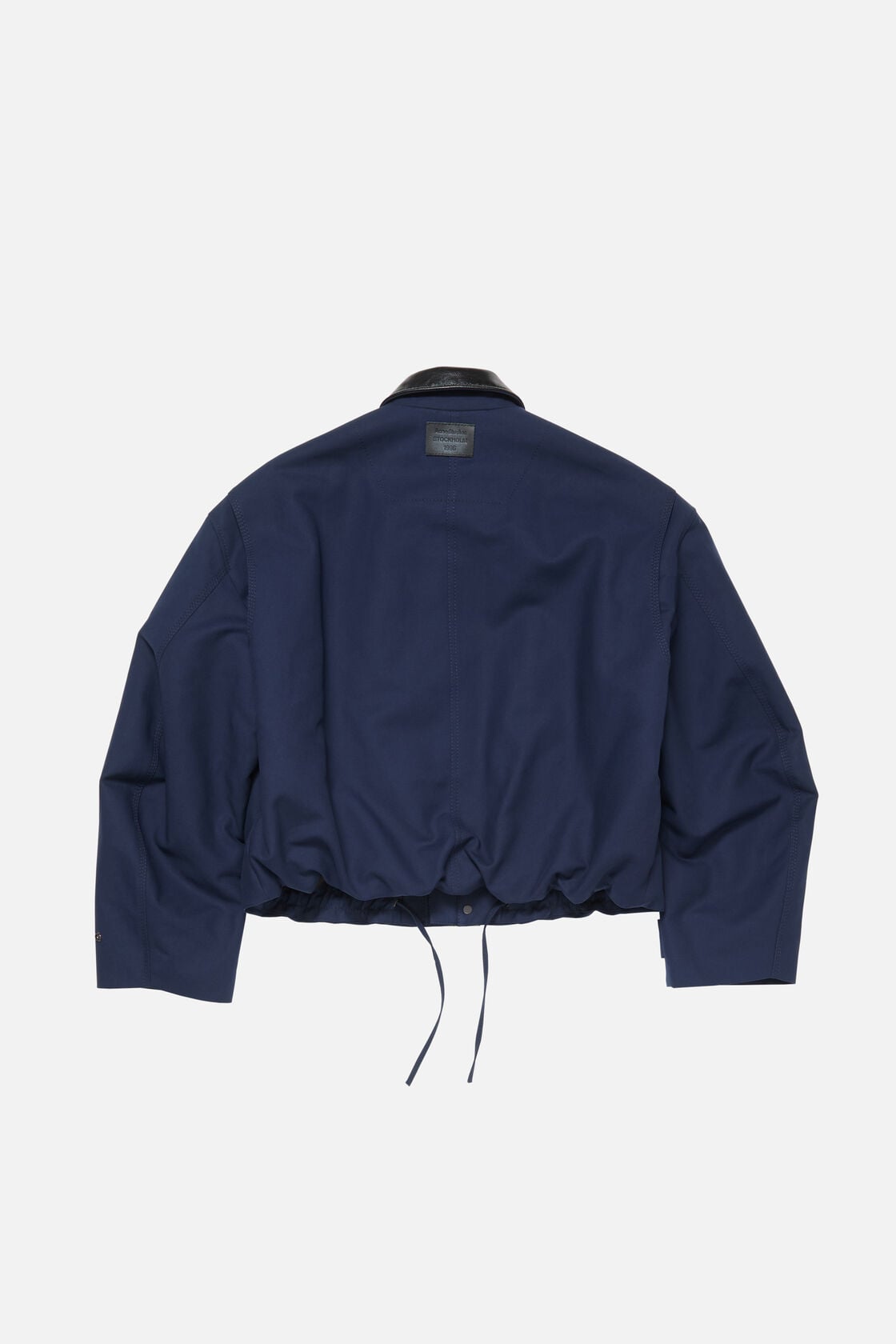 Bomber with faux leather collar - Navy