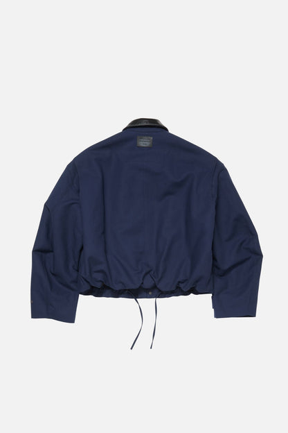 Bomber with faux leather collar - Navy