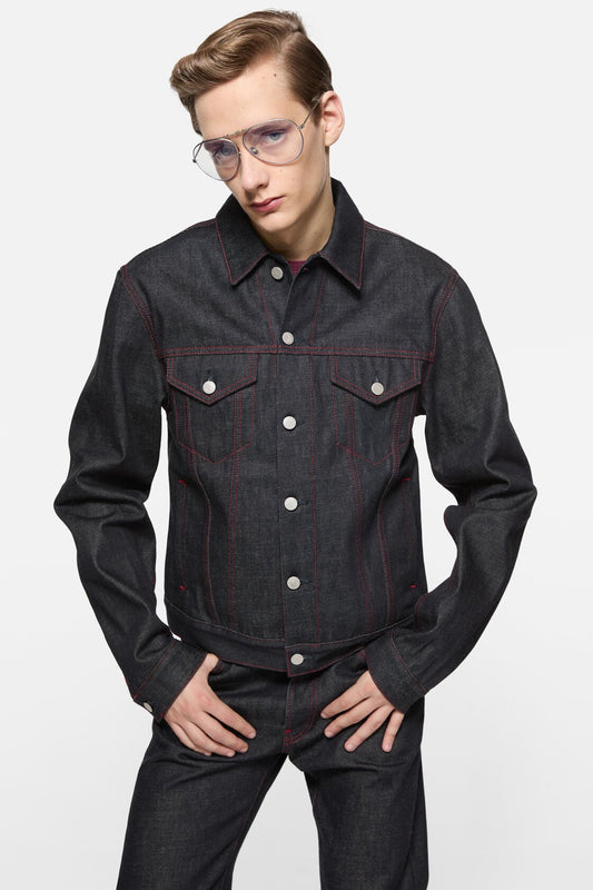Re-edition raw denim jacket - Mid Blue