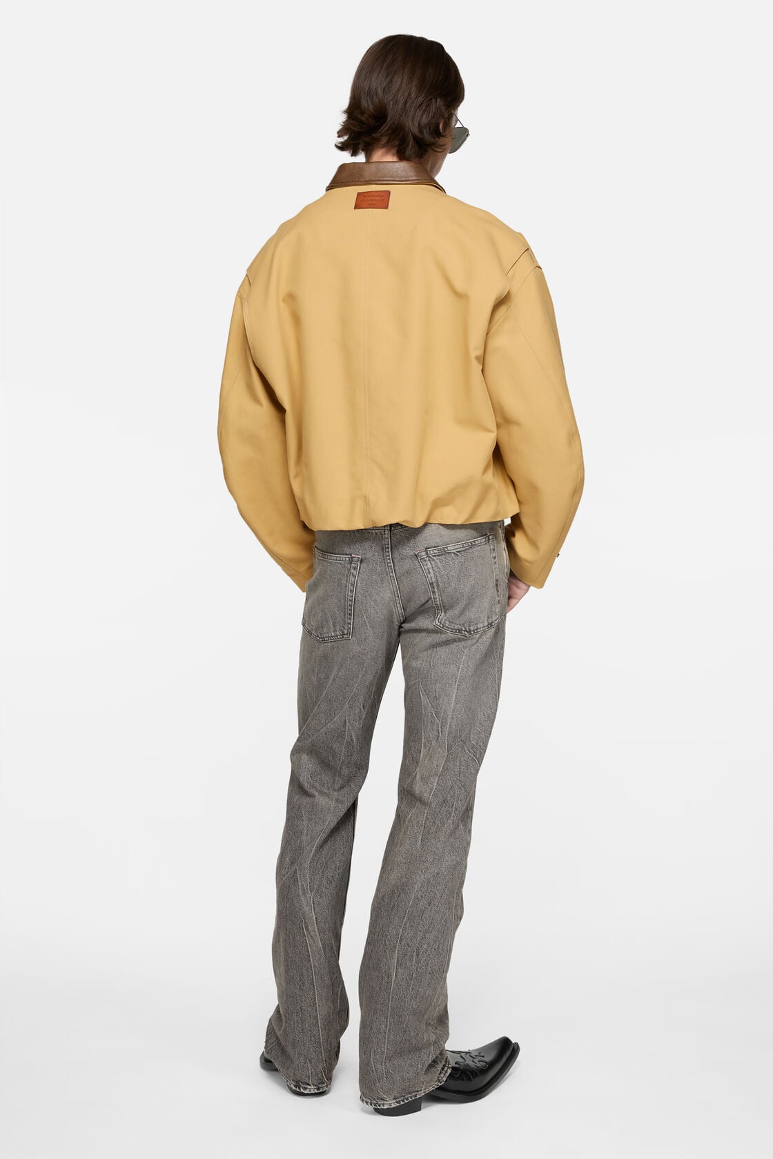 Bomber with faux leather collar - Sand beige