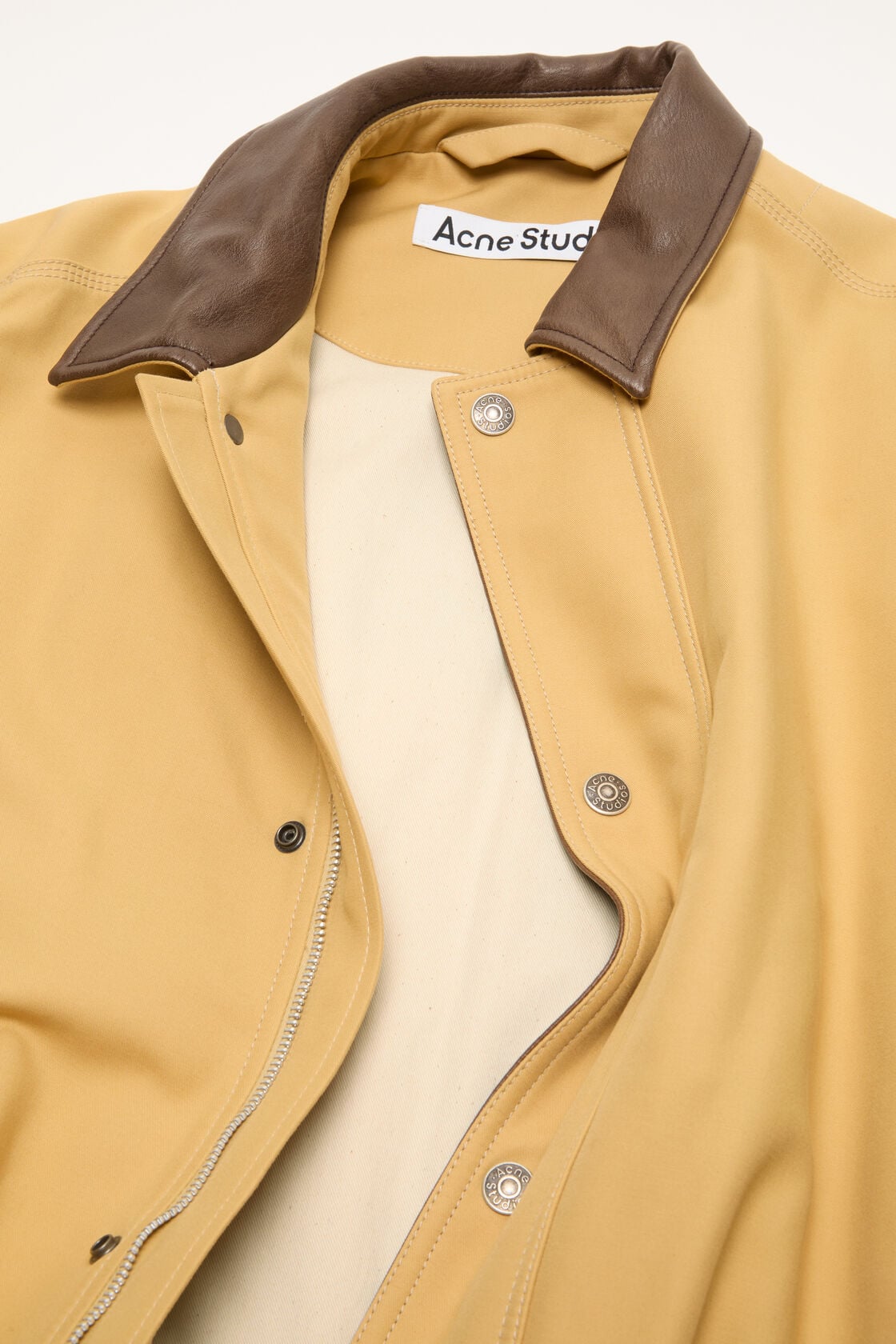 Bomber with faux leather collar - Sand beige