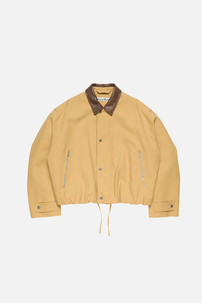 Bomber with faux leather collar - Sand beige