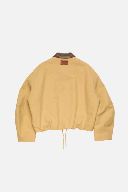 Bomber with faux leather collar - Sand beige