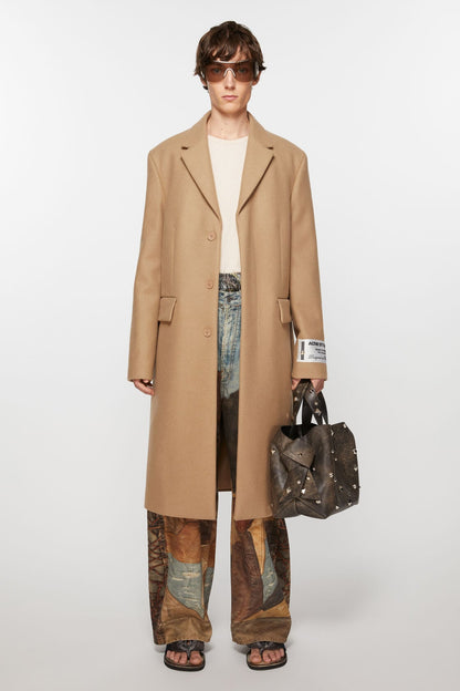 Single-breasted wool coat - Camel Beige
