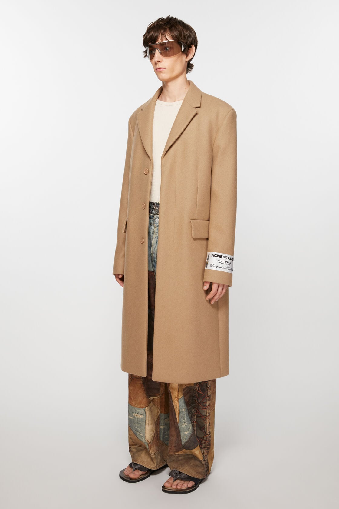 Single-breasted wool coat - Camel Beige