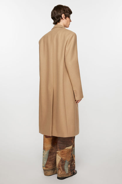 Single-breasted wool coat - Camel Beige
