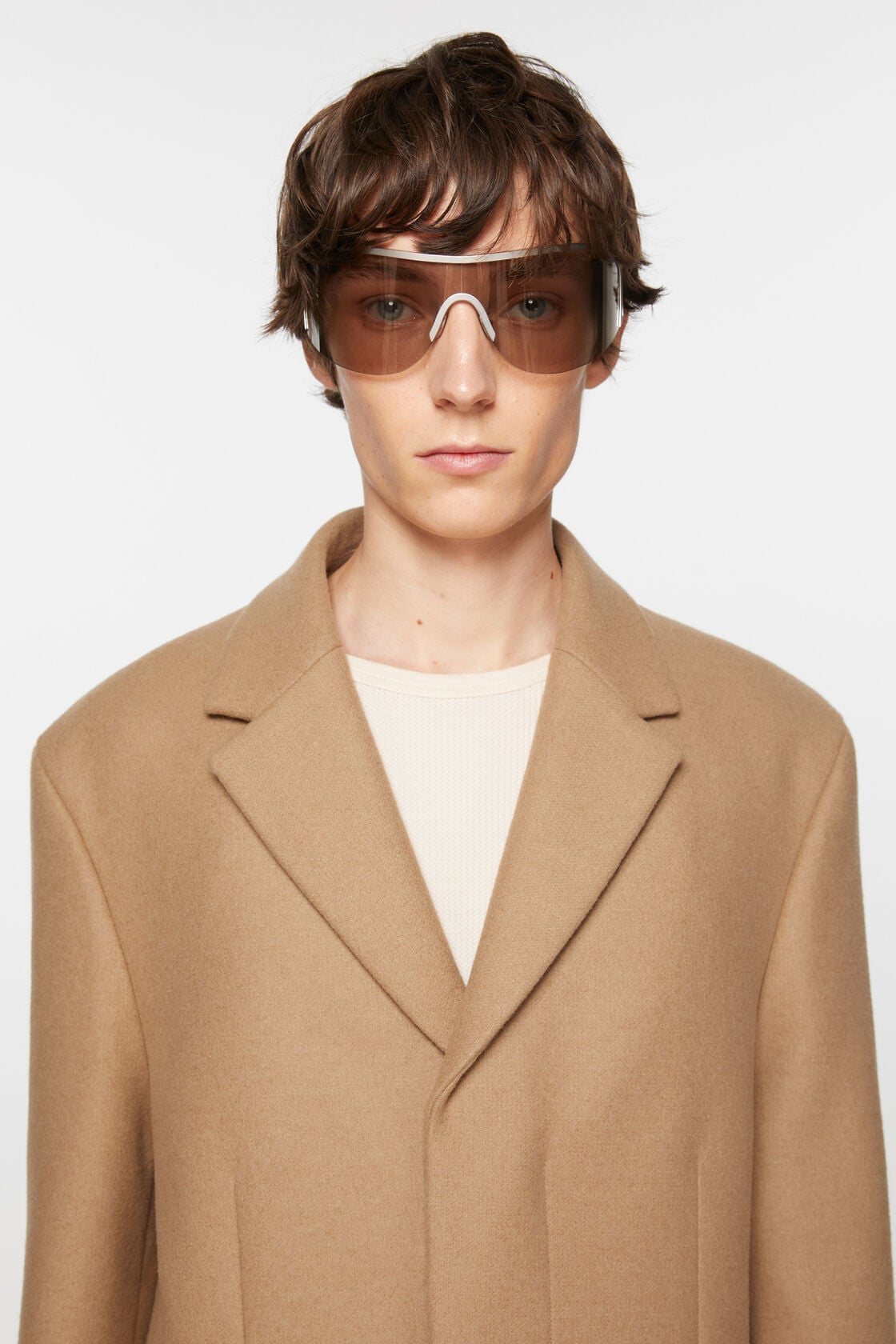Single-breasted wool coat - Camel Beige