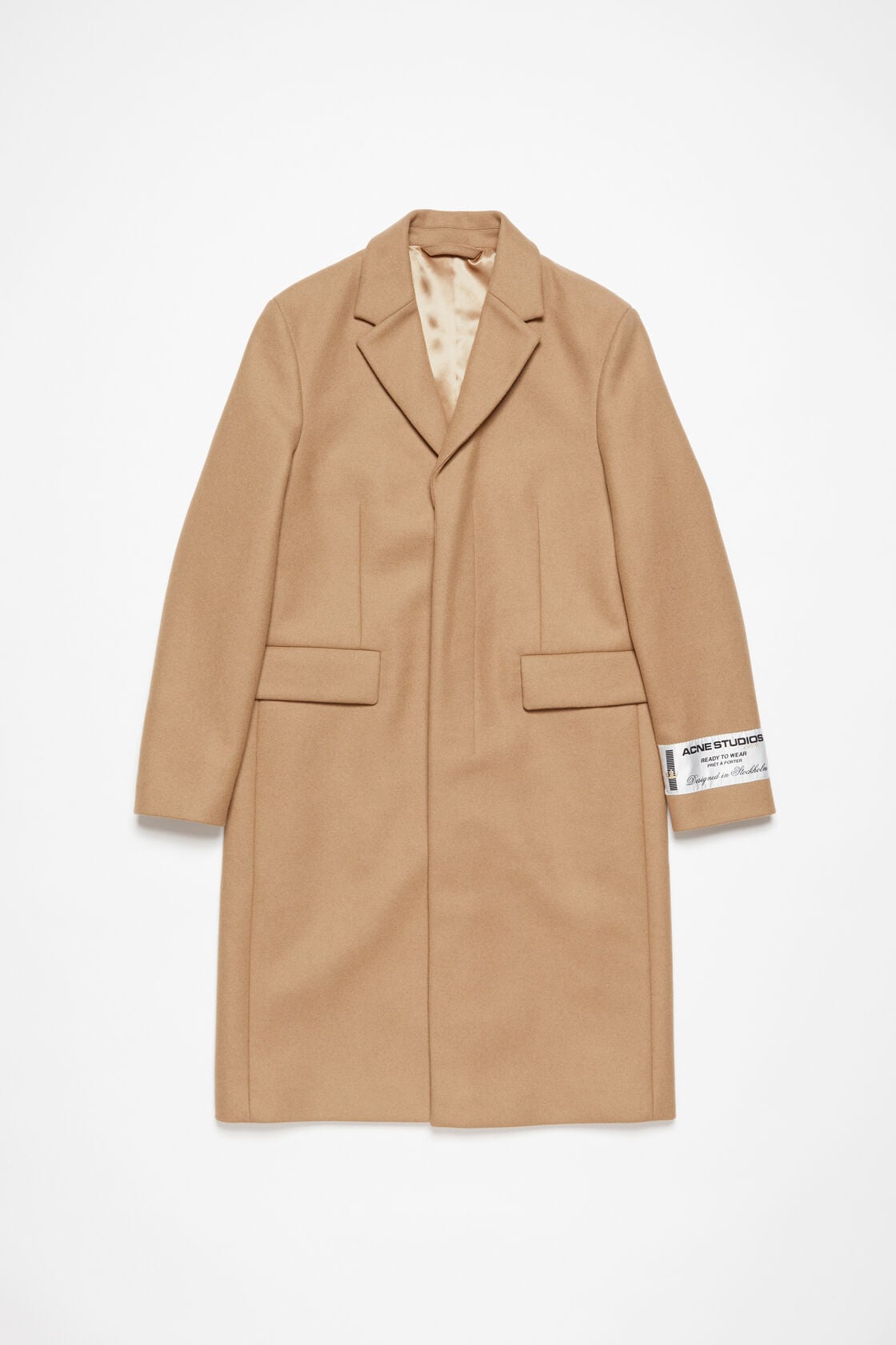 Single-breasted wool coat - Camel Beige