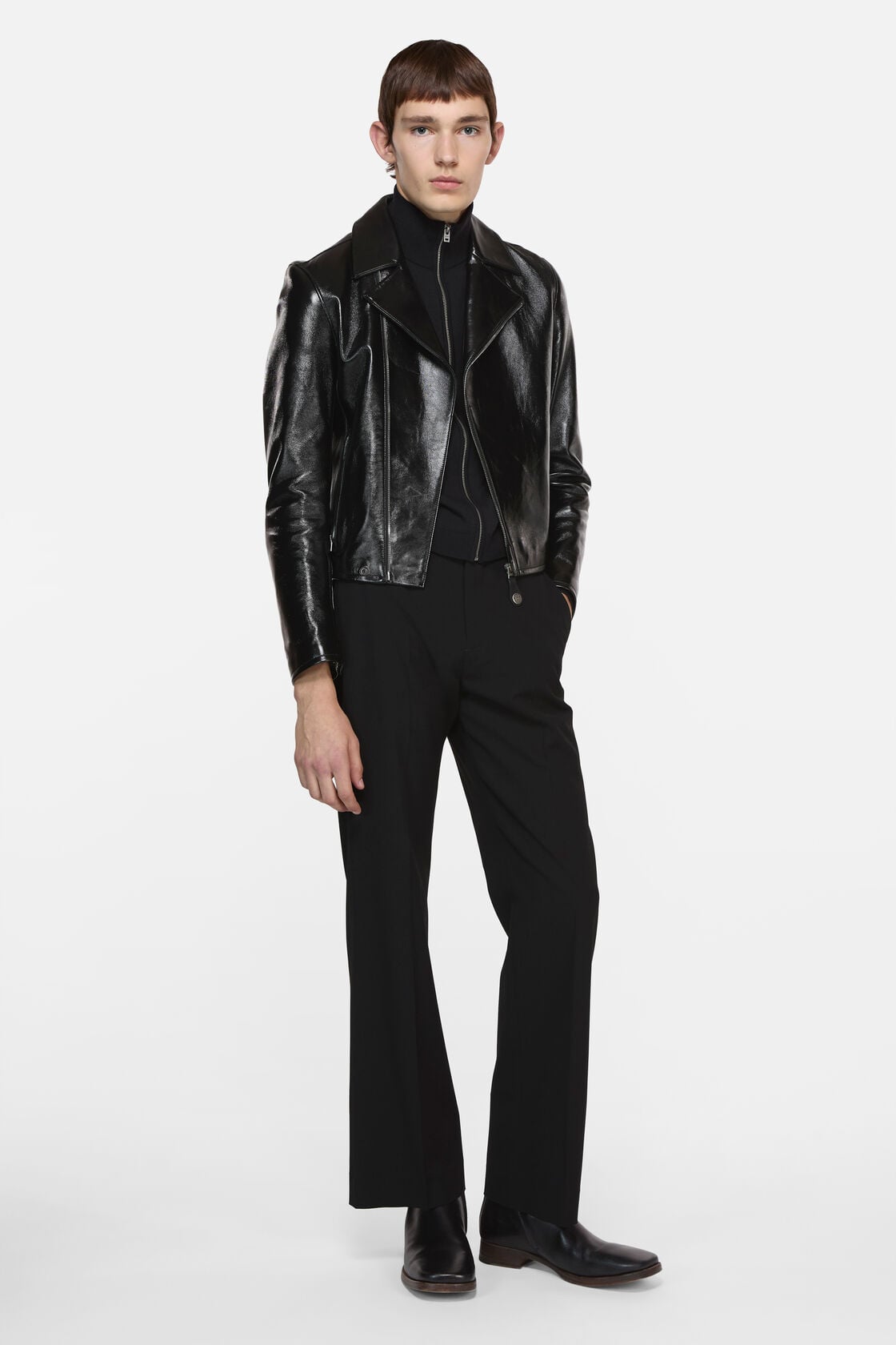 Leather biker jacket - Black