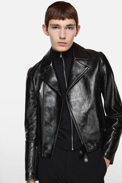 Leather biker jacket - Black