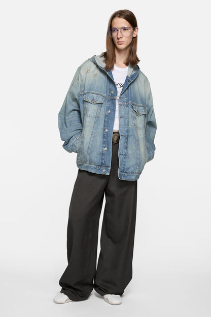 Hooded denim jacket - Mid Blue