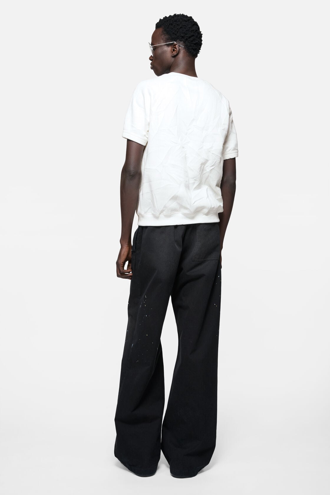 Crinkled fleece t-shirt - White