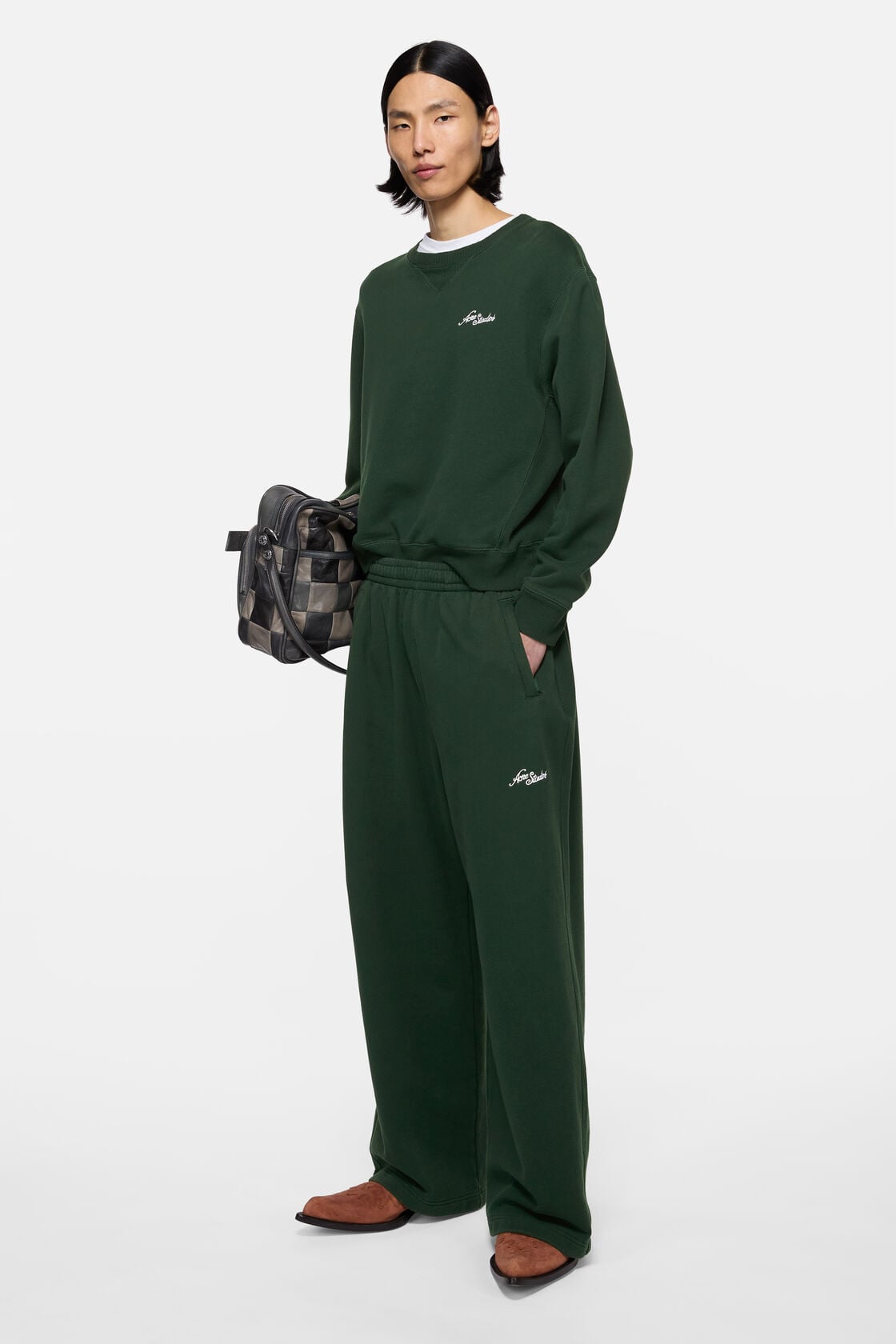 Fleece sweatshirt with logo - Dark green