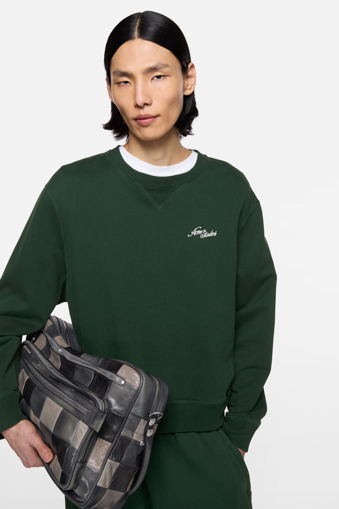 Fleece sweatshirt with logo - Dark green