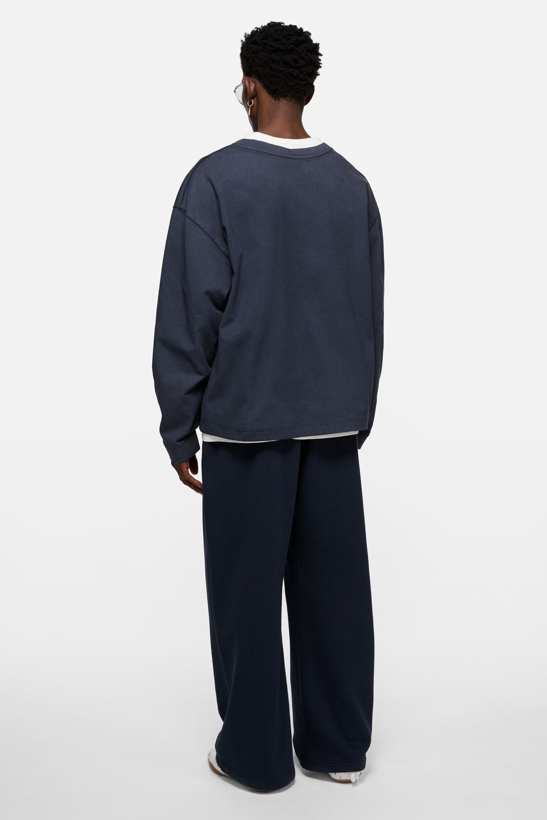 Layered sweatshirt with logo - Navy/white