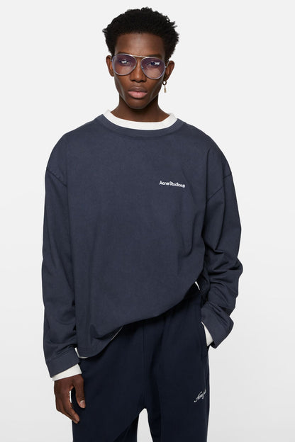 Layered sweatshirt with logo - Navy/white