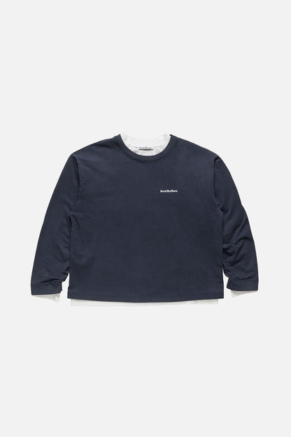 Layered sweatshirt with logo - Navy/white