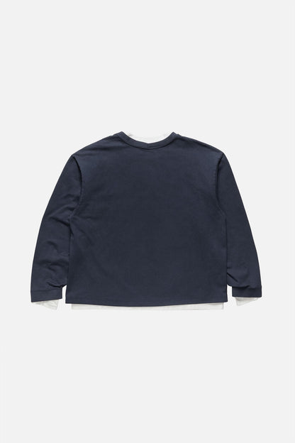 Layered sweatshirt with logo - Navy/white