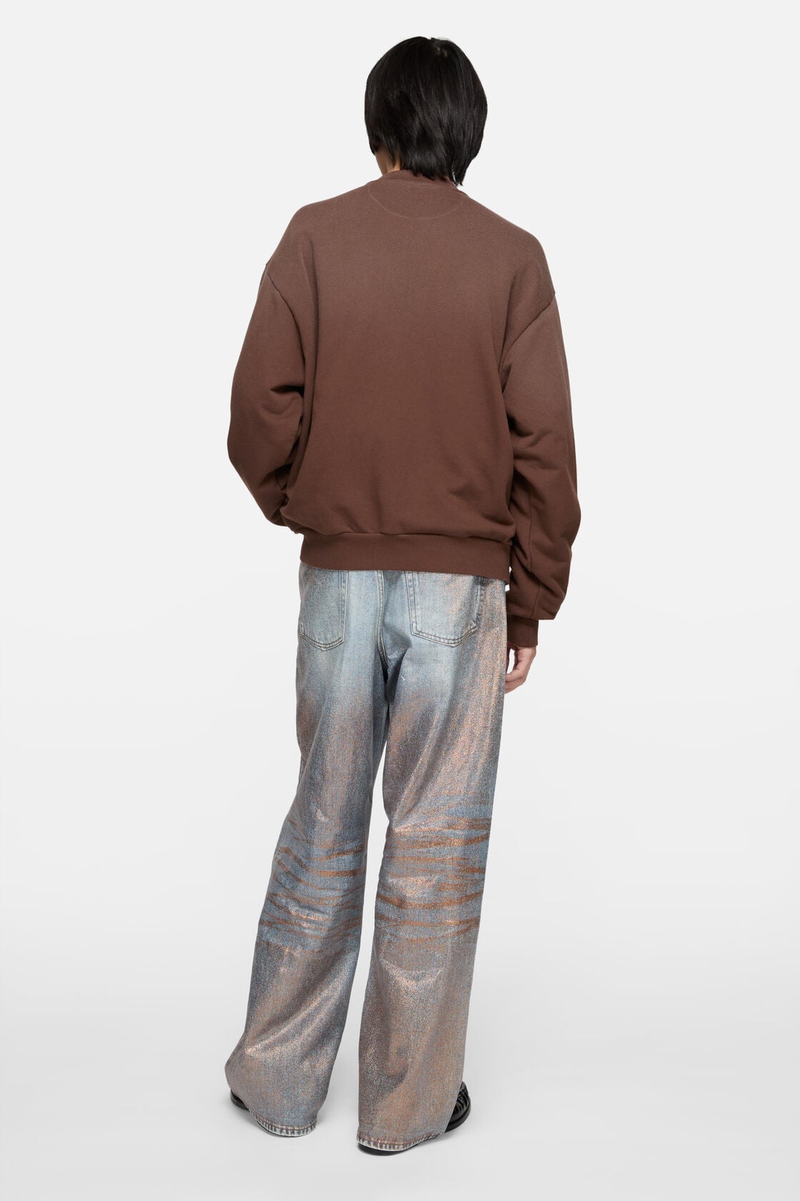 Washed zip-up cardigan - Chocolate brown