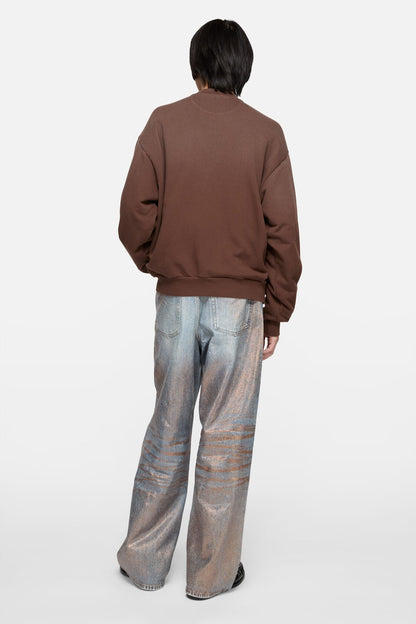 Washed zip-up cardigan - Chocolate brown