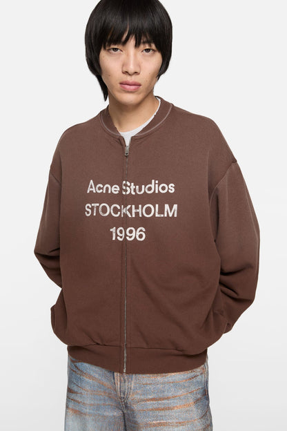 Washed zip-up cardigan - Chocolate brown