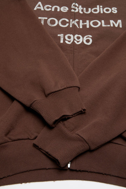 Washed zip-up cardigan - Chocolate brown