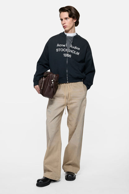 Washed zip-up cardigan - Black
