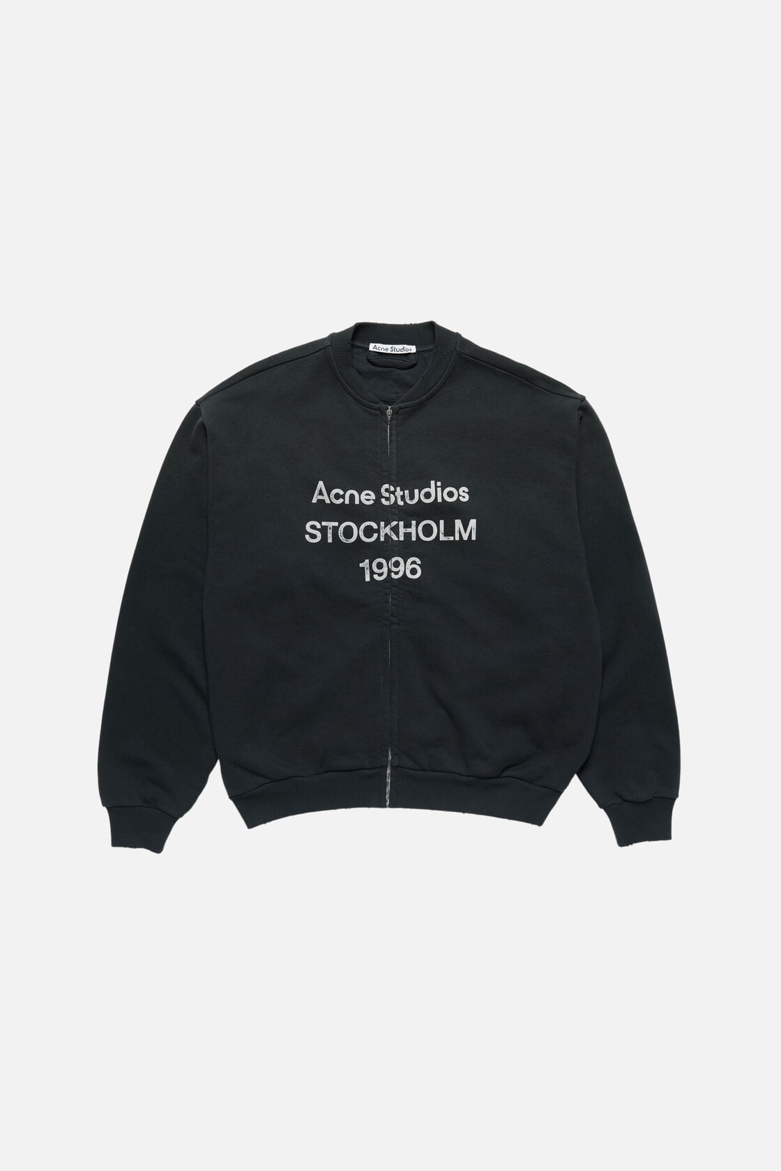 Washed zip-up cardigan - Black