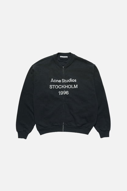 Washed zip-up cardigan - Black